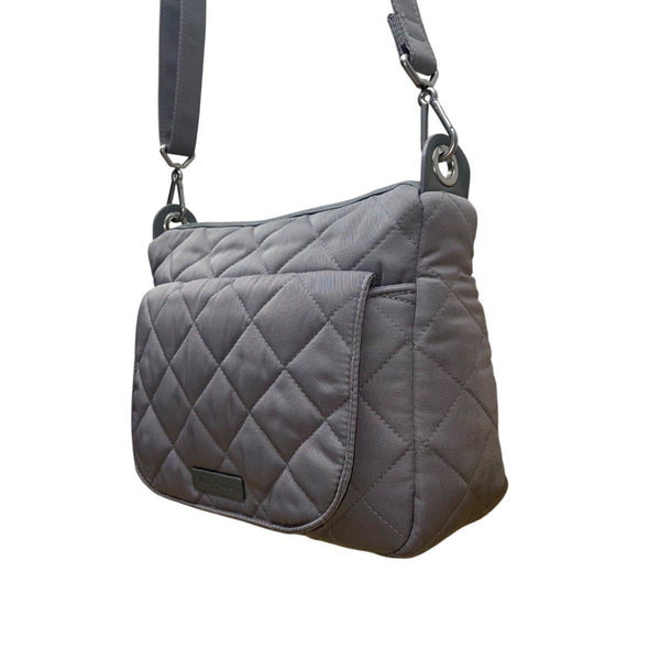 Vera Bradley Women’s Gray Quilted Durable Nylon Adjustable Strap Crossbody Bag
