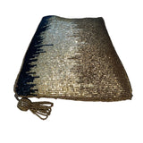Handmade Women’s Black & Gold Beaded Tassel Zippered Clutch Bag