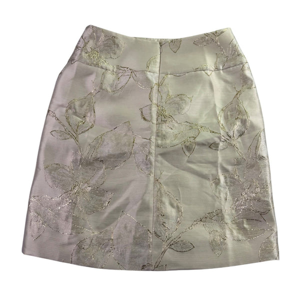 Tahari Womens Ivory Metallic Floral Skirt A-Line Elegant Size 4 
