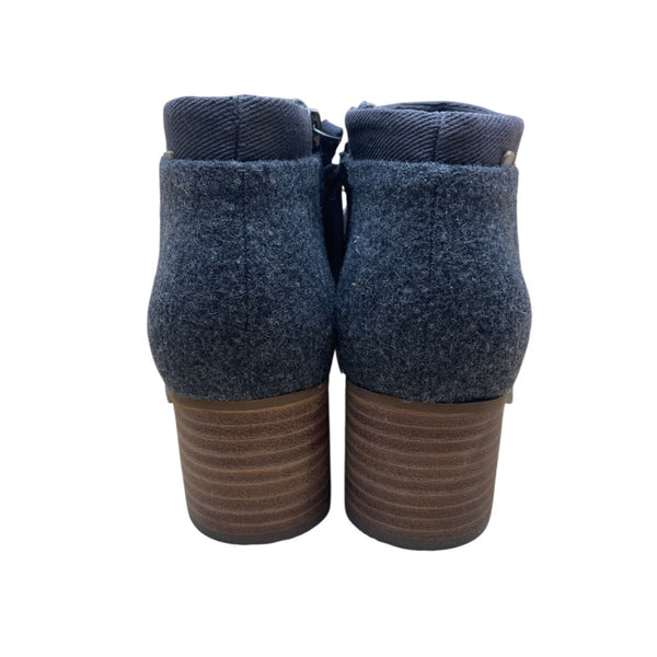 Toms Women’s Gray Suede Faux Wool Side Zipper Closure Ankle Booties Size 6.5