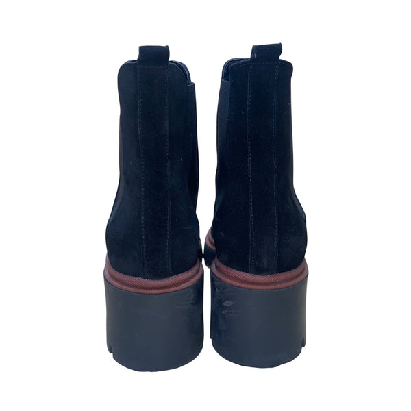 António De Faria Women’s Black Suede Lug Sole Chelsea Boots Size 8