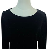 Chicos Travelers Black Velvet Beaded Long Sleeve Top Size 1 (8/10)