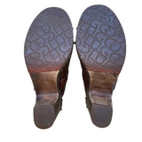 Ugg Women's Brown Leather  With Braided Strap High-Heel Studded Mules Size 8