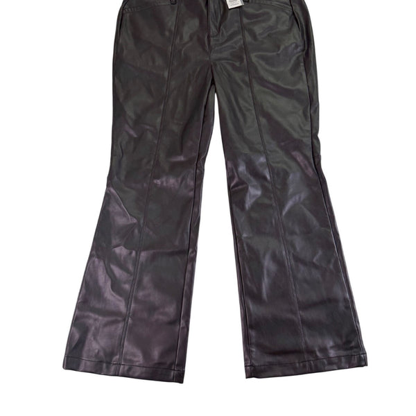 Torrid Womens Black Faux Leather High-Rise Pintuck Bootcut Pants Size 18 Regular