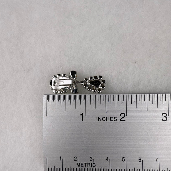 Chr.  Germany Vintage Silver Tone Rhinestone Clip-On Earrings Elegant Design