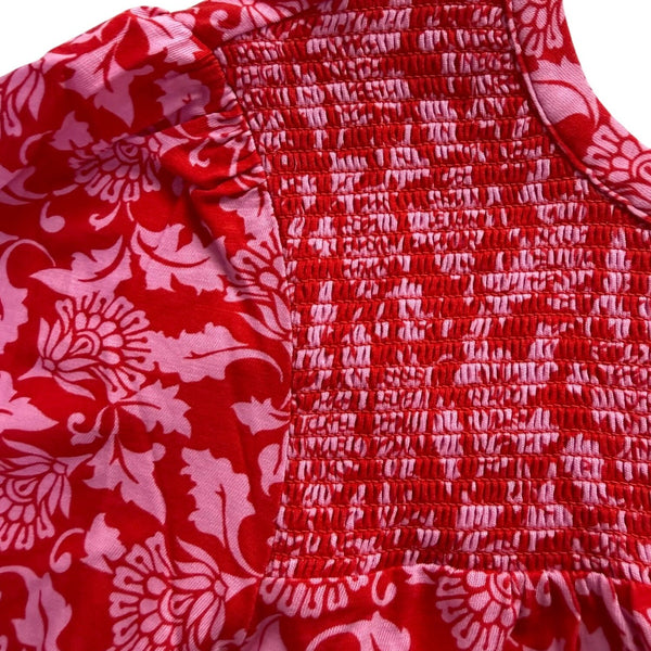 Boden Womens Red Elsa Smocked Yoke Jersey Shirt Long Sleeve Top Sz US 4 - New