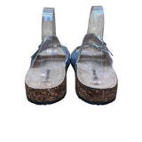 Alexis Bendel Women’s Silver Double-Buckle Cork Sole Kylie Slip-On Sandal Size 9