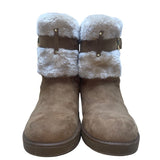 G By GUESS Women’s Brown Mid-Calf Suede Faux Fur Slip-On Boots Size 7M