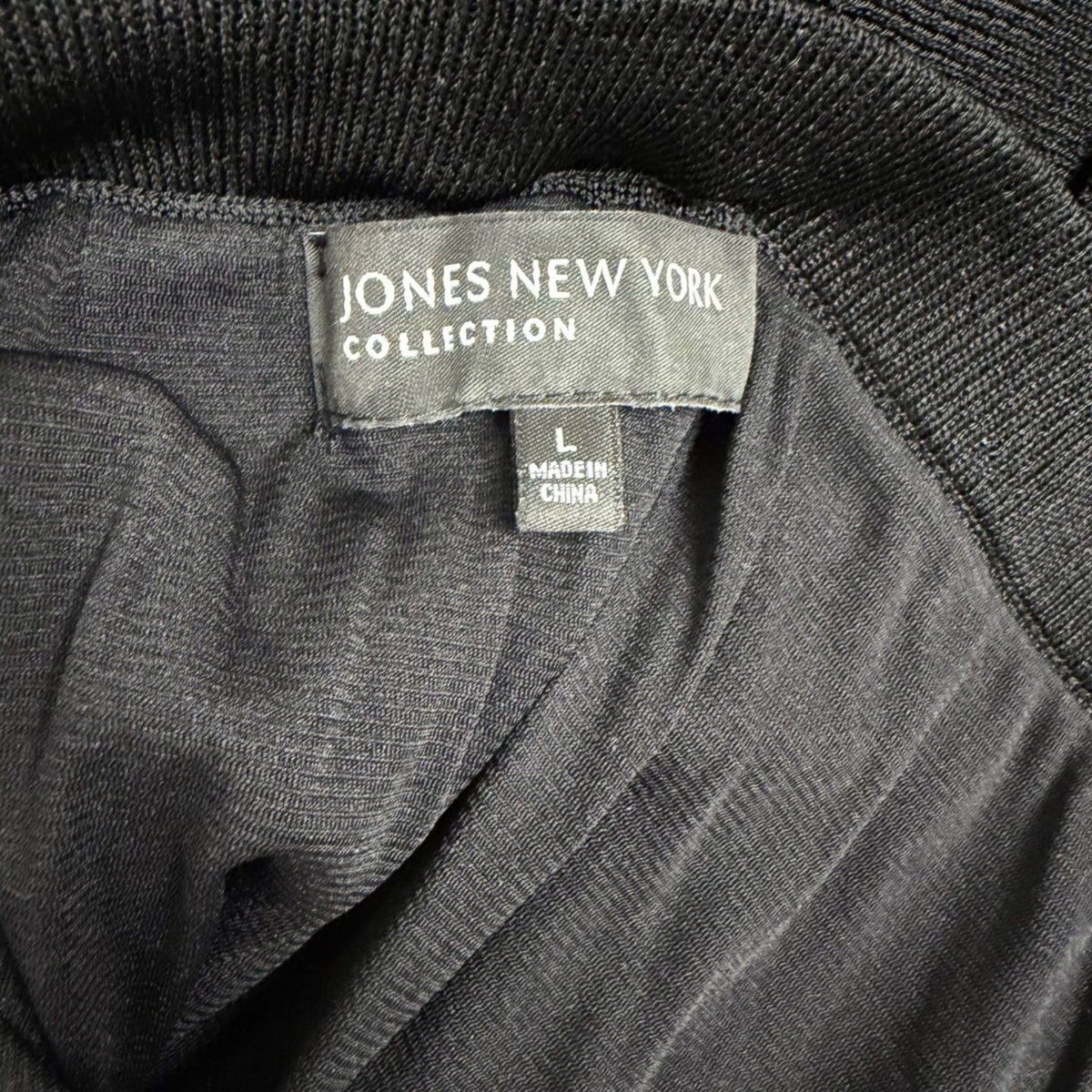 Jones New York Womens Black Pleated Midi Skirt Elegant Ribbed Knit Size L