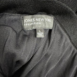 Jones New York Womens Black Pleated Midi Skirt Elegant Ribbed Knit Size L