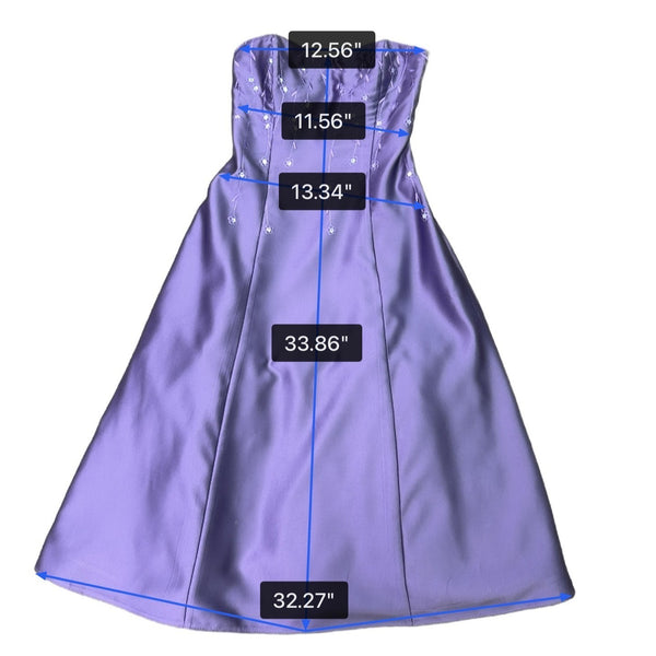 C.W. Designs Womens Purple Strapless & Beaded Satin A-Line Dress