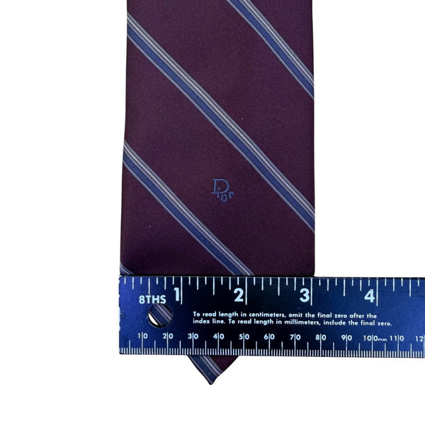 Christian D Mens Burgundy/Blue Striped Neck Tie One Size