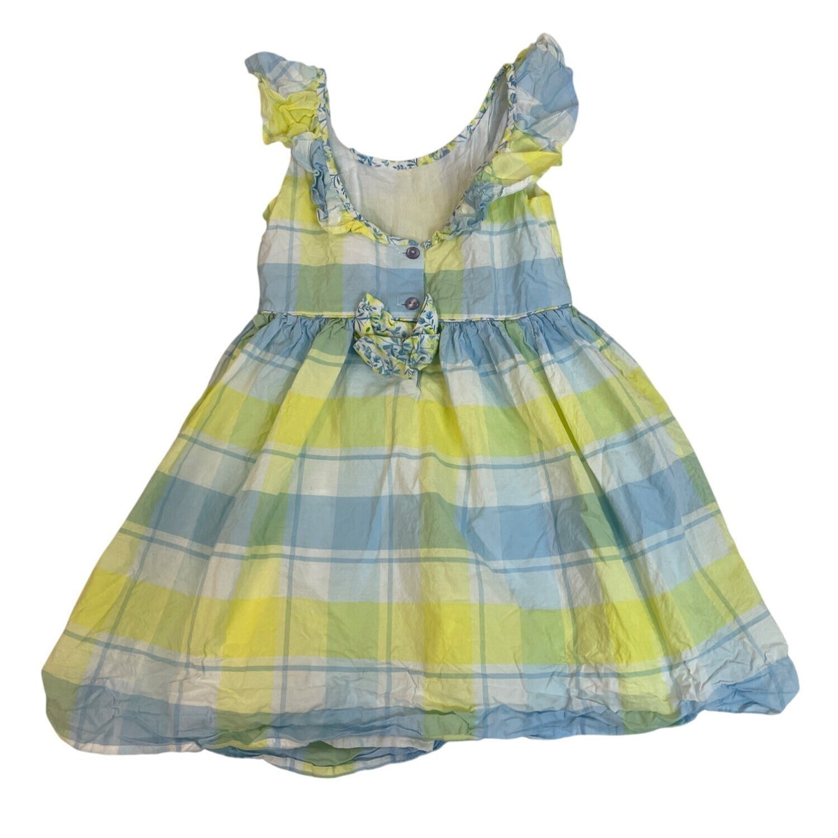 Tommy Bahama Girls Plaid Ruffle Sundress W/ Bloomers Blue Green Yellow Sz 6