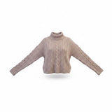 Rachel Zoe Womens Beige Cable Knit Cropped Turtleneck Sweater Size S