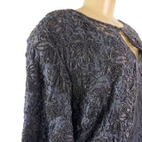 Sténay Womens Black Silk Beaded Evening Gown With Sheer Jacket  Elegant Size 20