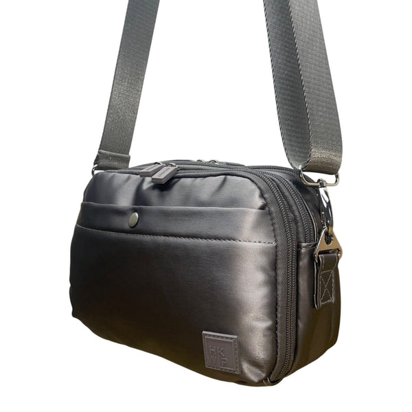 IHKWIP Unisex Black Nylon Adjustable Strap Convertible Crossbody Bag