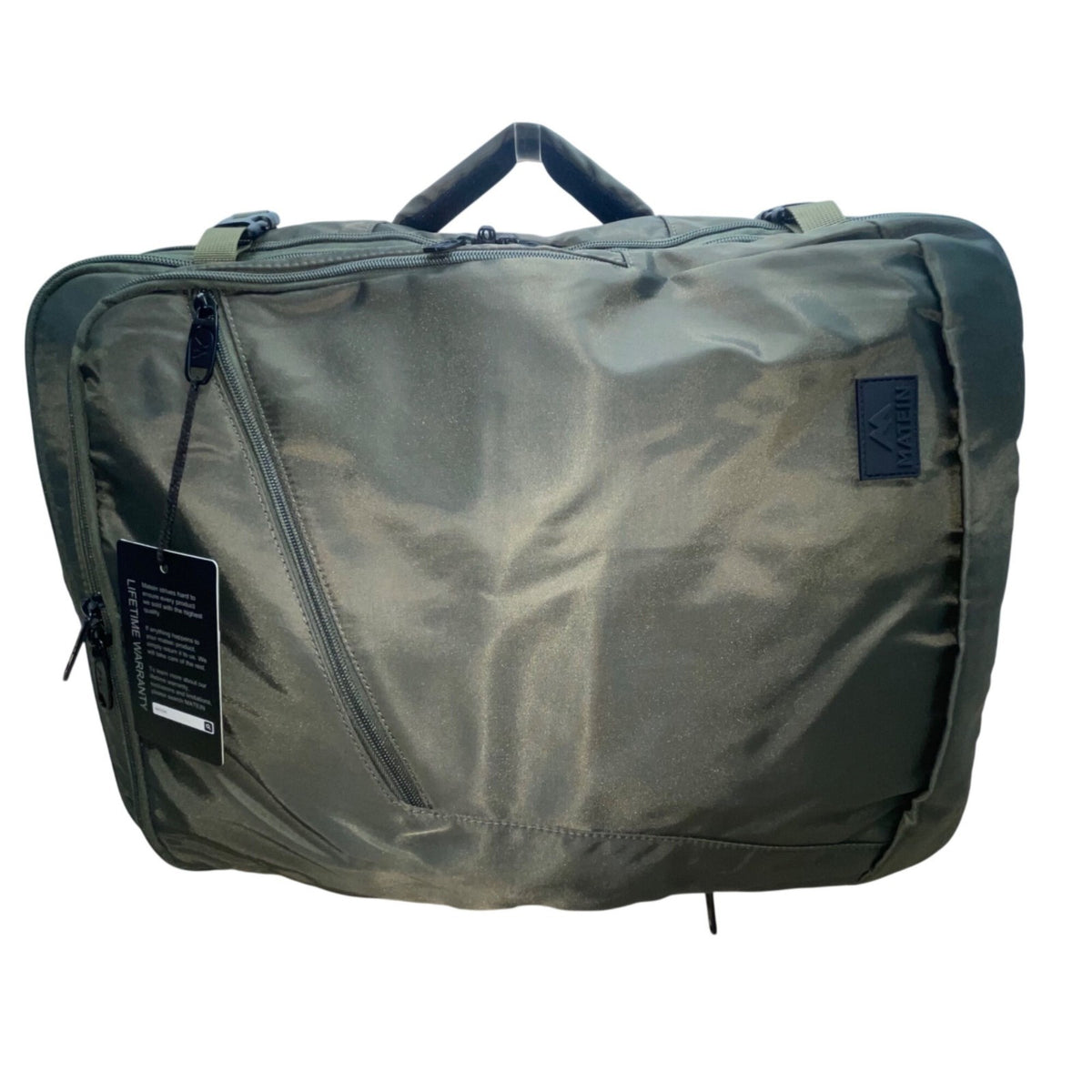 Matein Unisex Olive Green Nylon Adjustable Straps Convertible Travel Backpack