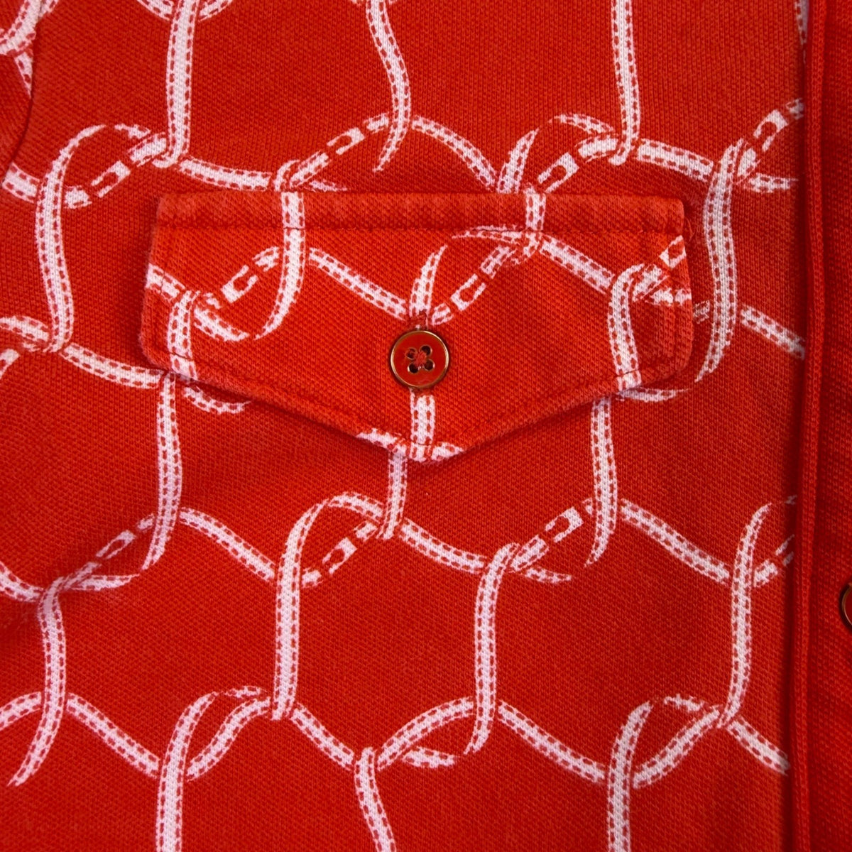 Talbots Womens Orange Chain-Print Long-Sleeve Collared Shirt Sz XS