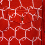 Talbots Womens Orange Chain-Print Long-Sleeve Collared Shirt Sz XS