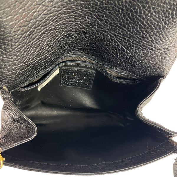 Desmo Women's Black Pebbled Leather Shoulder Crossbody Flap Bag Sz S