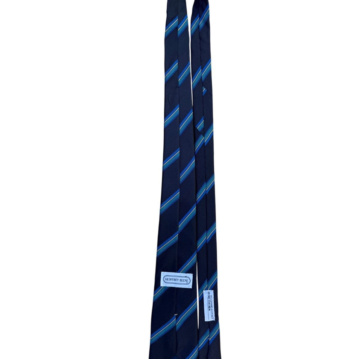 Geoffrey Beene Mens Navy Blue 100% Silk Striped Tie Classic Accessory