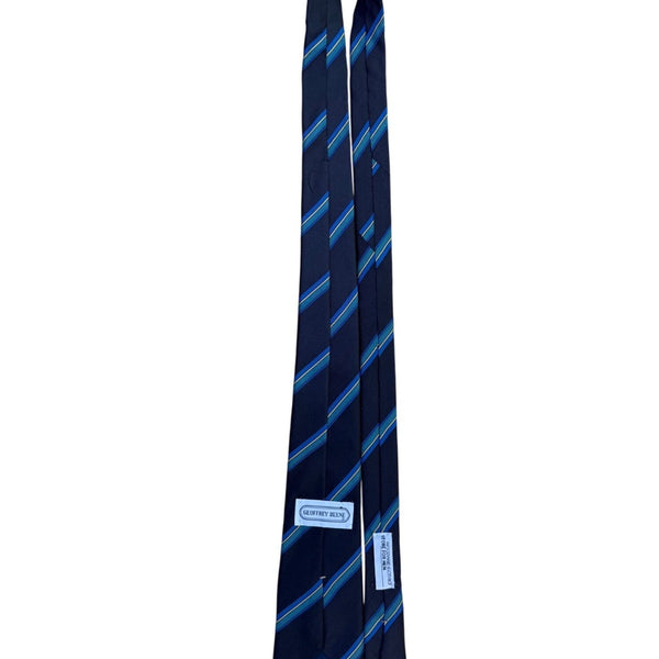 Geoffrey Beene Mens Navy Blue 100% Silk Striped Tie Classic Accessory