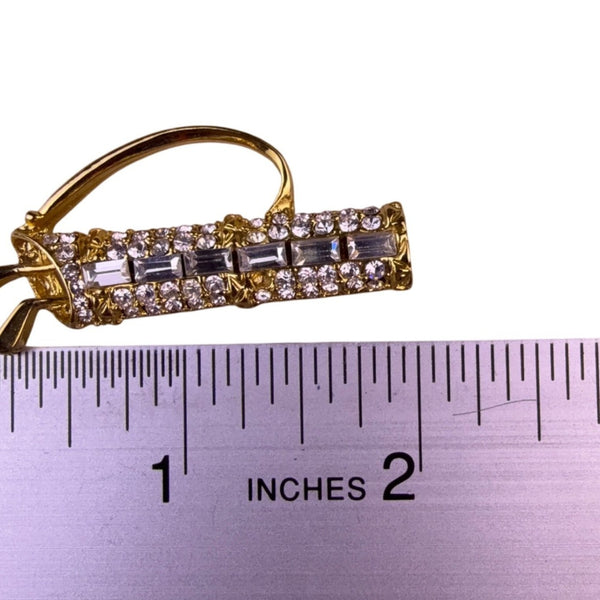 Gold Tone Womens Rhinestone Golf Bag-Shaped Costume Brooch Pin Jewelry