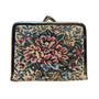 Vintage Womens Floral Tapestry Gold Metal Frame Triple Magnification Dual Mirror