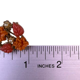 Vintage Womens Orange & Red Celluloid Floral Screw Back Earrings
