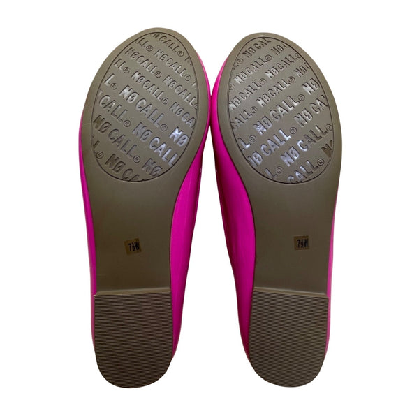 No Call Women’s Hot Pink Patent With Bow Slip-On Ballet Flats Size 7.5W
