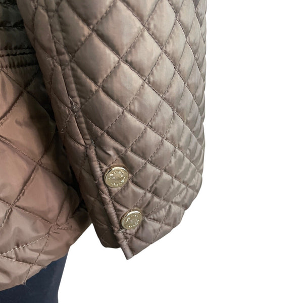 Calvin Klein Womens Brown Hooded Quilted and Hooded Jacket Sz L