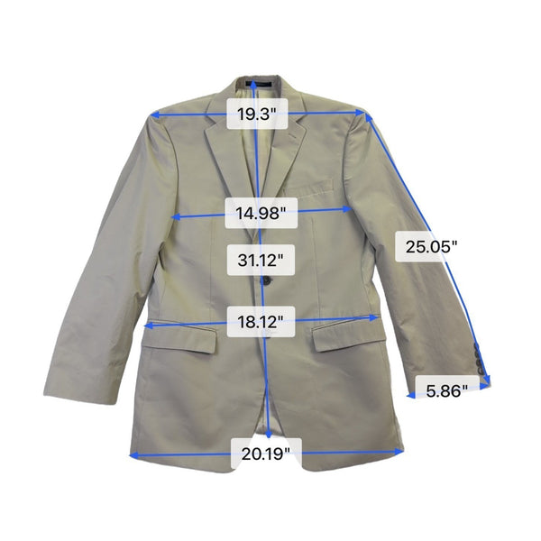 Calvin Klein Mens Beige Suit Jacket Blazer Slim Fit Classic Size 38R