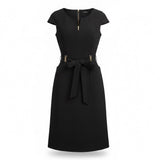 Ellen Tracy Womens Black Belted Cap Sleeve Sheath Dress Size 6
