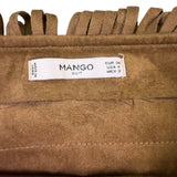Mango Women Brown Suede Fringe Skirt Western Style Lightweight Size 4