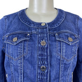 White House Black Market Women’s Blue Denim Button-Front Fitted Jacket Sz 4