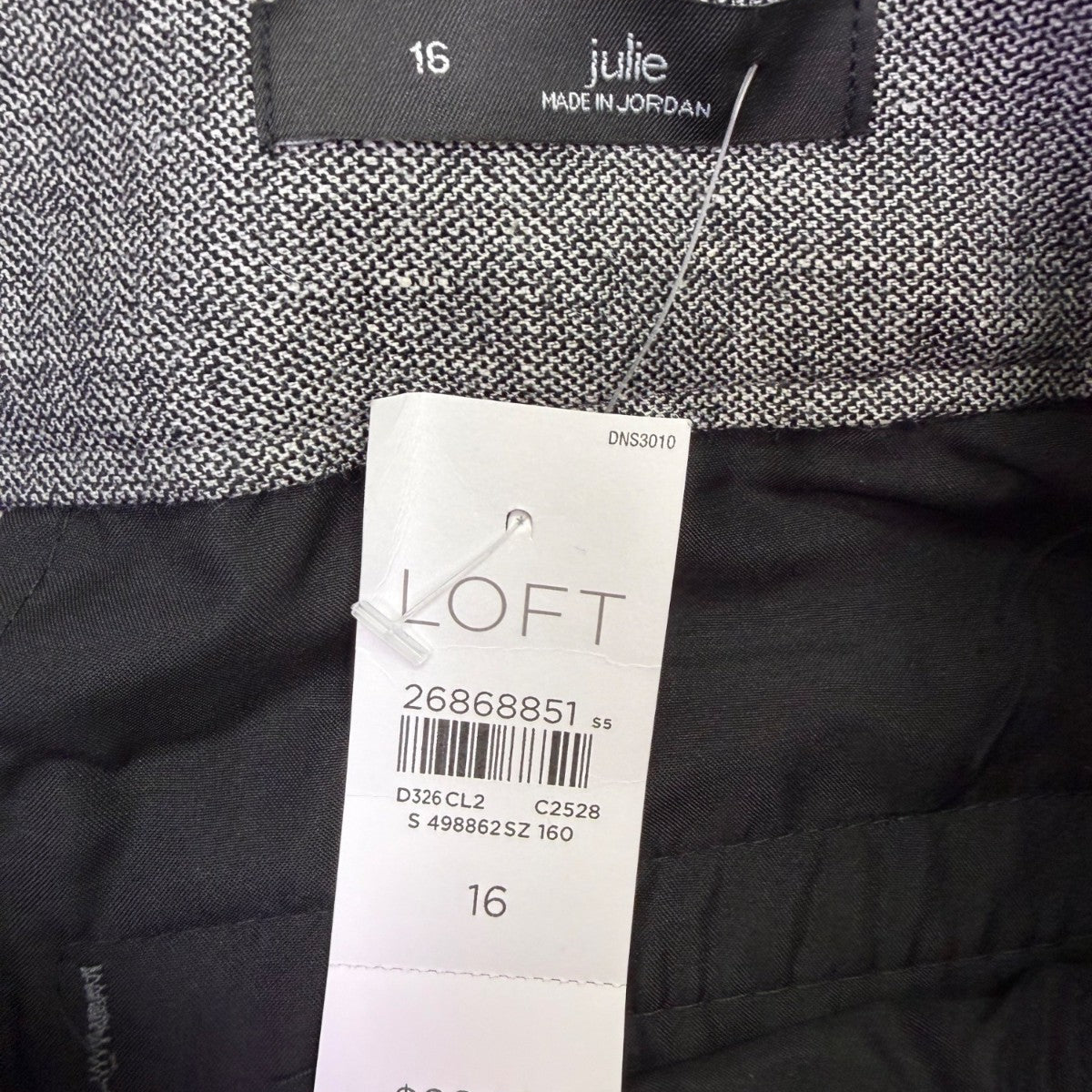 Loft Womens Gray Linen Blend Tapered Pants Tie Waist High Rise Size 16