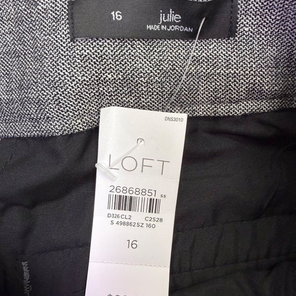 Loft Womens Gray Linen Blend Tapered Pants Tie Waist High Rise Size 16
