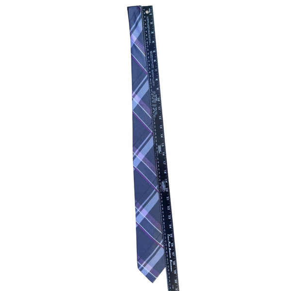 Michael Kors Mens Blue & Purple Plaid Silk Blend Neck Tie Elegant Business Style