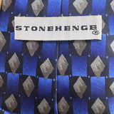Stonehenge Men’s Blue & Gray 100% Silk Geometric Diamond Pattern Neck Tie