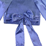 Urban Outfitters Womens Light Blue Satin Long Sleeve Crop Top Size XS