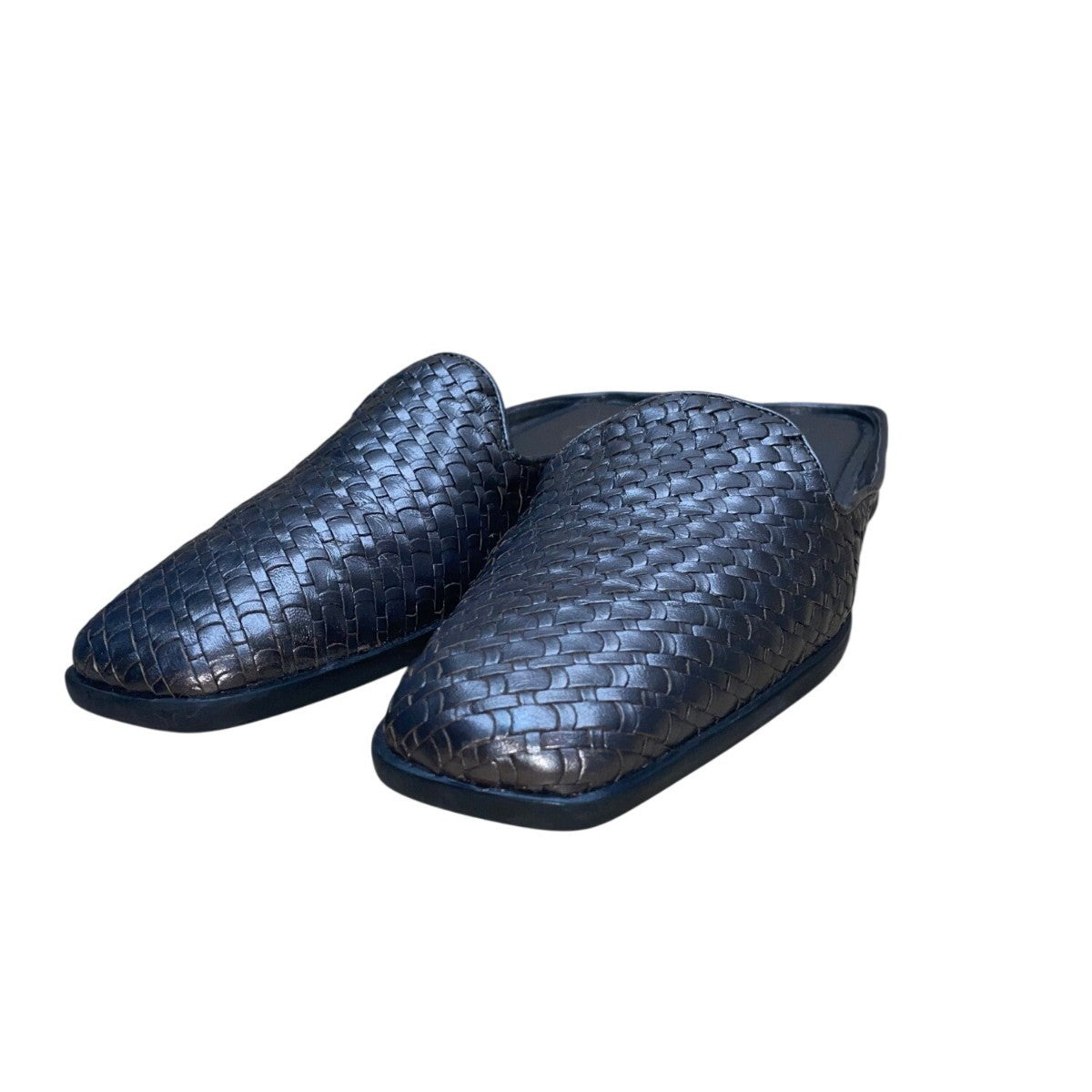 Murphy Men’s Silver Woven Leather Comfortable Handmade Slip-On Mules Size 9