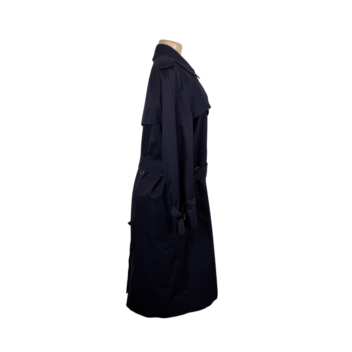 Navy Double-Breasted Womens Trench Coat Long Belted Cotton Blend Timele