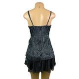 Trixxi Womens Green Metallic Layered Fit & Flare Mini Dress Sz S