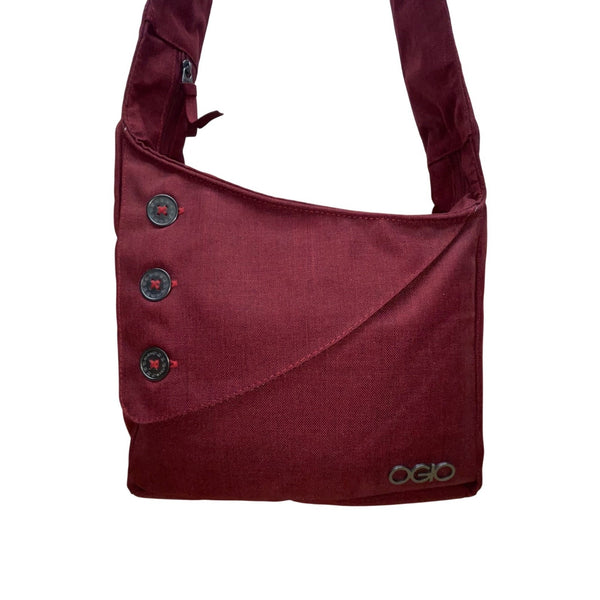 Ogio Women’s Burgundy Modern Button Accent Multiple Compartments Crossbody Bag