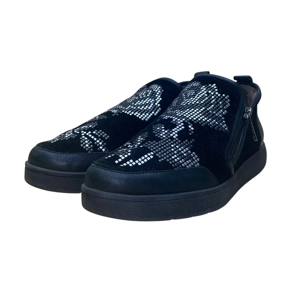 Donald J. Pliner Women's Black Suede With Silver Accents Slip-On Shoes Size 6.5M