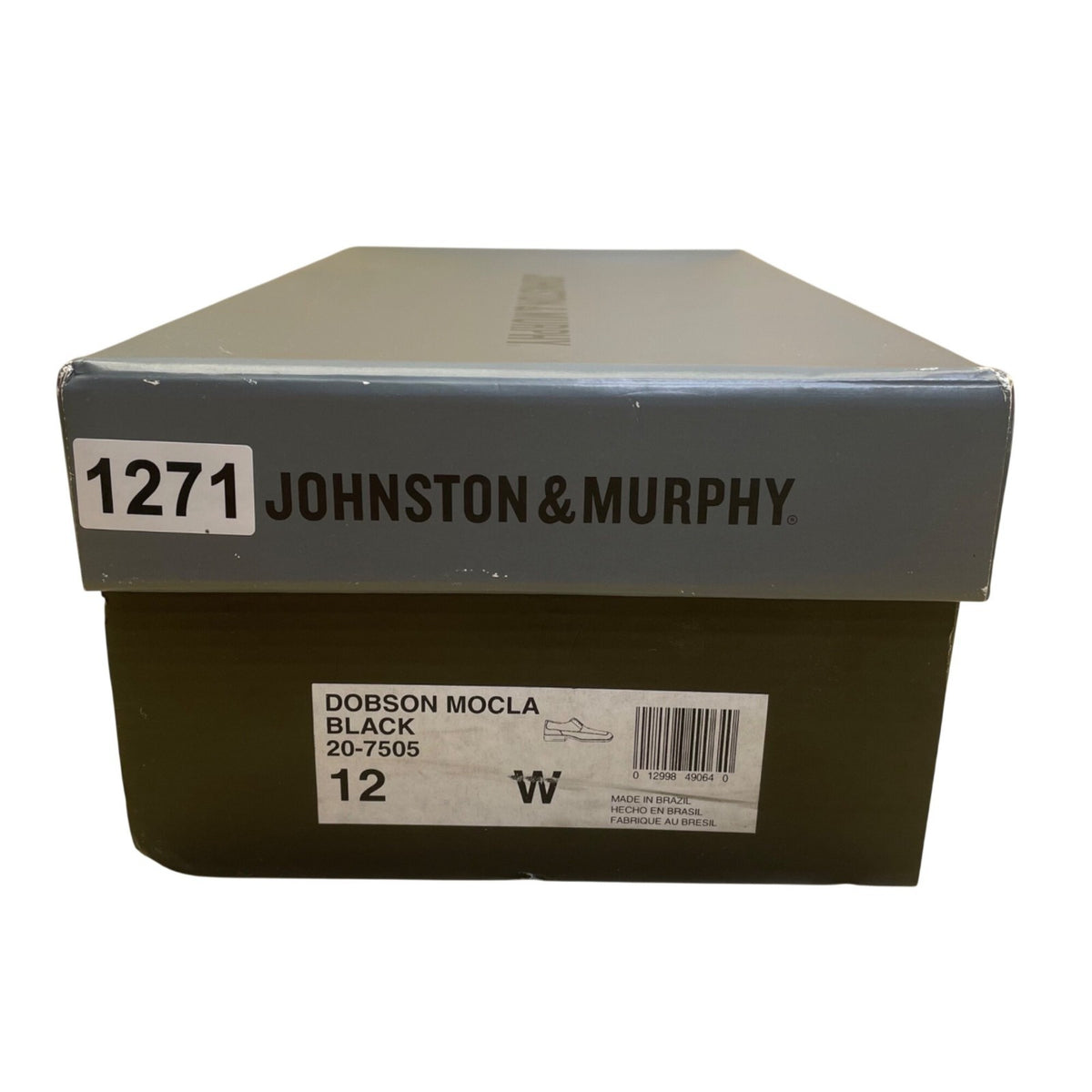 Johnston & Murphy Men’s Black Leather Lace-Up Dobson Moc Toe Oxfords Size 12W