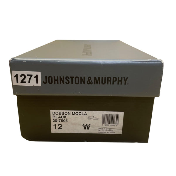 Johnston & Murphy Men’s Black Leather Lace-Up Dobson Moc Toe Oxfords Size 12W