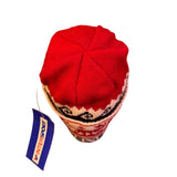 Steffner Red/Gray/White Womens Knitted Patterned Beanie Hat Winter Accessory