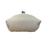 Vintage Women’s Ivory Hand-Beaded Elegant Shell Design Satin Lining Clutch Purse