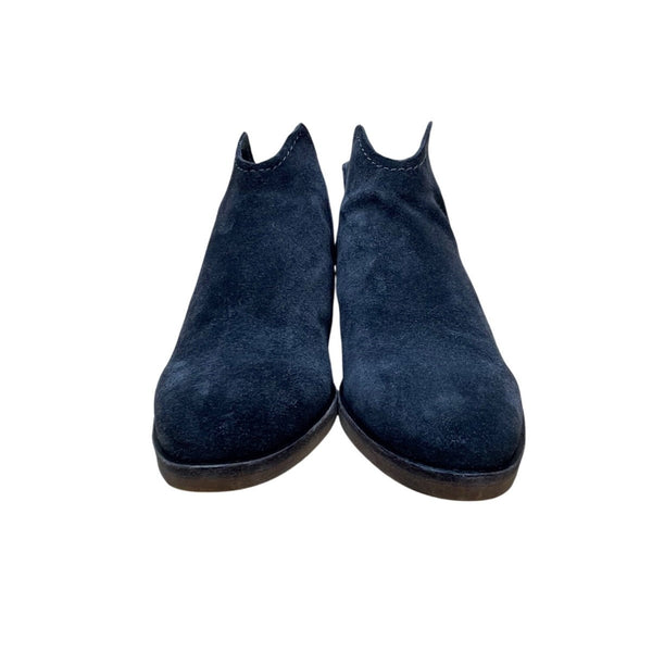 Vita Women’s Navy Blue Suede Slip-On Western Ankle Booties Size 8.5